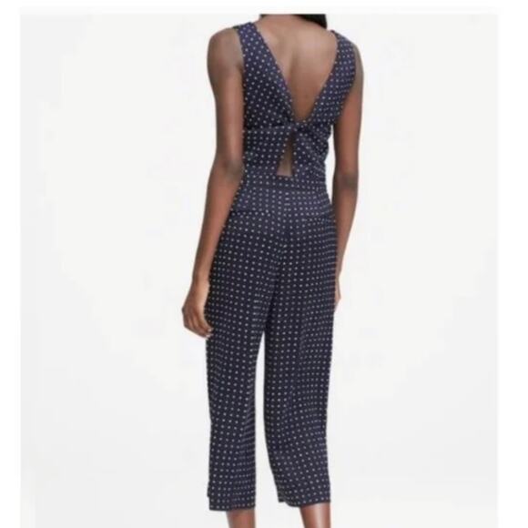 NWT Banana Republic Polka Dot Twist Back Wide Leg Crop Romper Size 12 - Picture 2 of 14